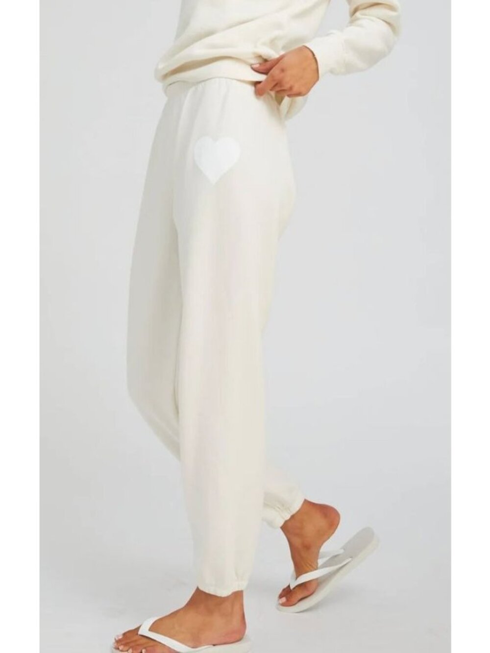 SPRWMN Heart Sweatpants Creme White Size Small